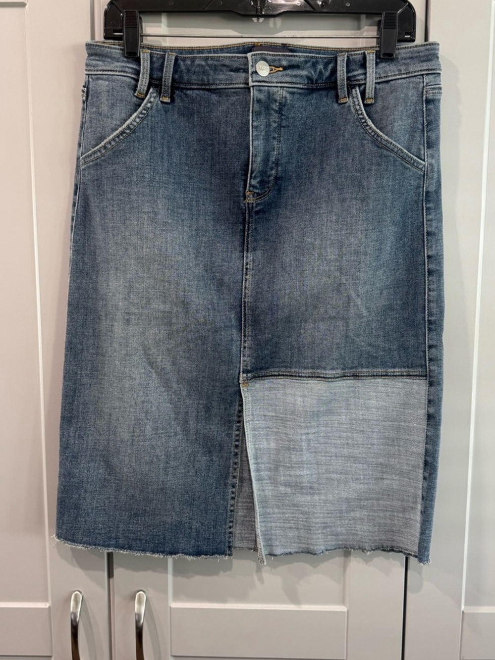 NYDJ High Rise A-Line Utility Denim Skirt Midi Skirt Size 8